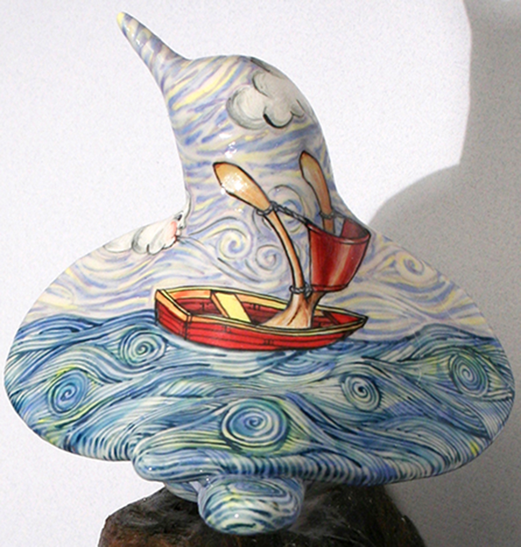 cathy weber - art - painting - woman - - montana -ceramic - porcelain - bird - narrative - clay- glazed- 