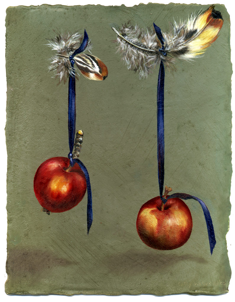 cathy - weber - artmaker - art - woman - oil - montana - painting - oil -poem - object - card - notecard - apple
