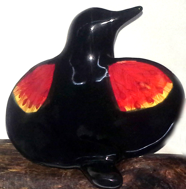 cathy weber - art - clay- woman - montana - ceramic - porcelain - bird - red wing - redwing - blackbird