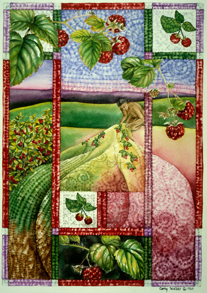 cathy weber - art - holy card - holycard - quilt - watercolor - creation - stitcher - stitch - montana- raspberry - quilter