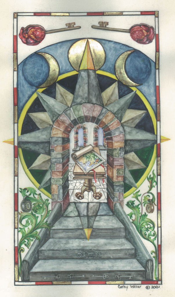cathy weber - art - artmaker - watercolor - montana - illumination - book - artist - map - compass rose - parchment